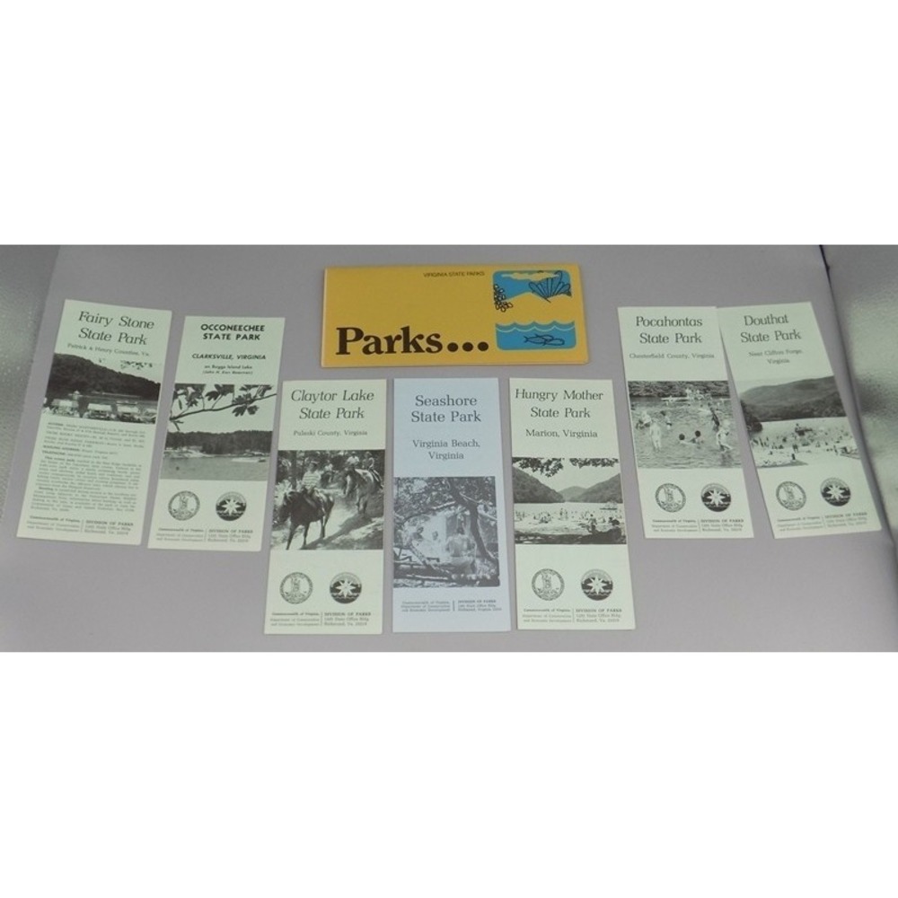Vintage 1970's Virginia State Parks Brochure And 7 Individual Booklets